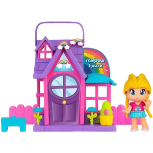 Mini Casita de Arcoiris PinyPon Famosa con Accesorios + Figura de Niña
